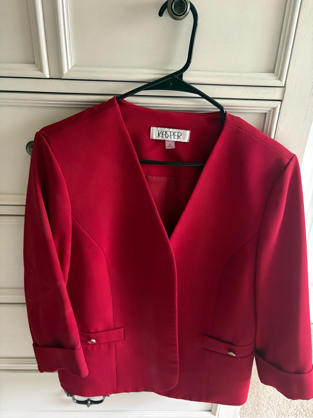 Kasper Women's Red Open-Front Blazer